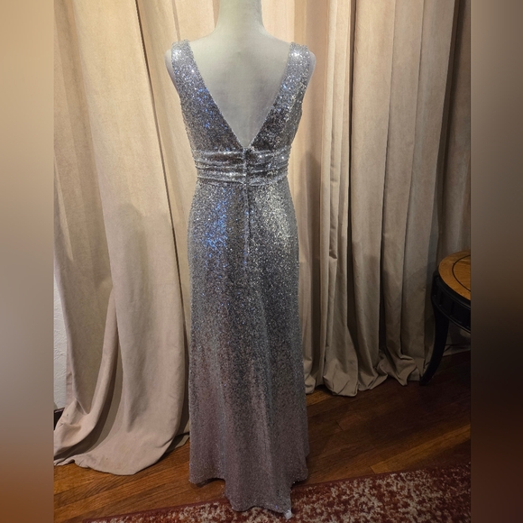 Christina Wu Silver Sequin Evening Gown - Picture 6 of 11